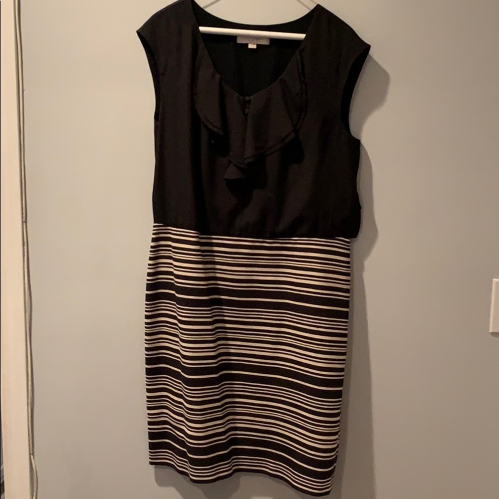 LOFT Work appropriate black dress striped skirt